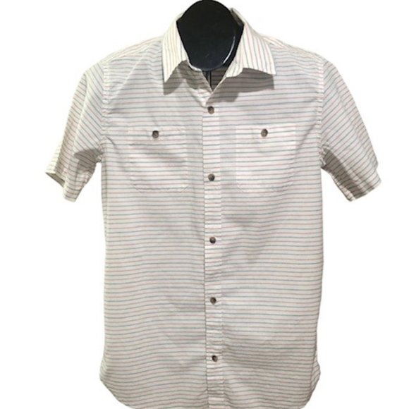 Gap Kids Red White Blue Short Sleeve Button Down Shirt XXL Striped Casual EUC - Picture 1 of 5